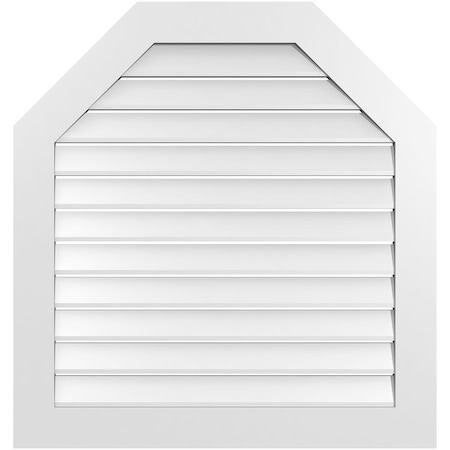 Octagonal Top Surface Mount PVC Gable Vent: Functional, W/ 3-1/2W X 1P Standard Frame, 36W X 38H